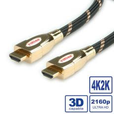 Roline HDMI Kábel  M/M 2m, High Speed+Ethernet UHD, 4k, Gold,